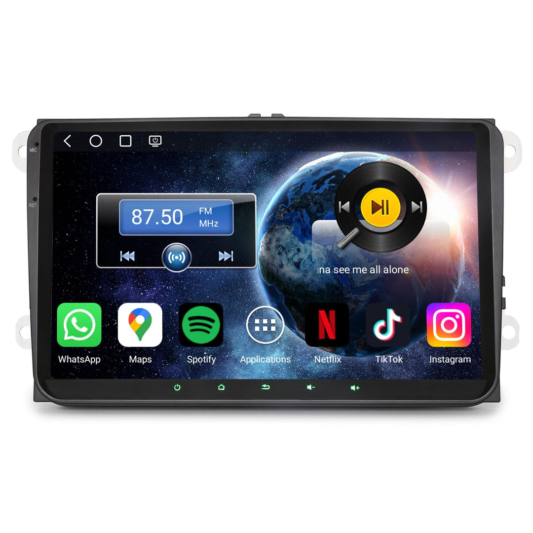 Erisin 9" Qualcomm 8-Kern 4GB+64GB Android 14 Autoradio Bluetooth GPS Navi für VW Golf 5/6 Passat B7