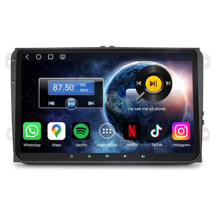 Erisin 9" Qualcomm 8-Kern 4GB+64GB Android 14 Autoradio Bluetooth GPS Navi für VW Golf 5/6 Passat B7