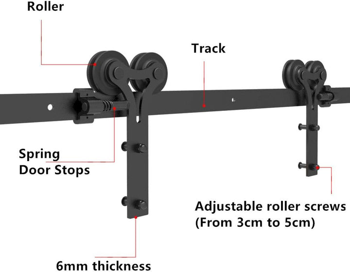 CCJH Schiebetüren Schiebetürsystem, 6FT (183cm) Laufschiene Schiebetuer Y Form Rolle Set fuer Schieb