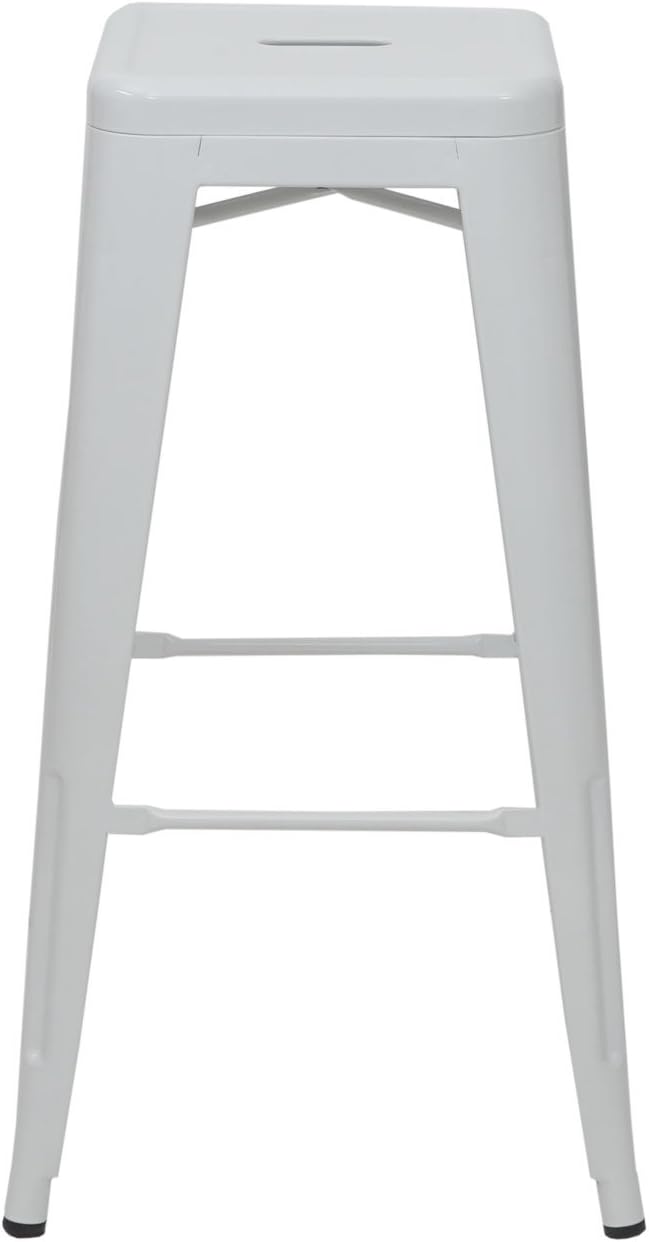 Mendler Barhocker HWC-A73 Metall Industriedesign stapelbar - weiss, Weiss