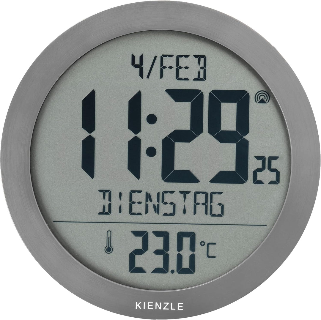 Kienzle DCF Funkwanduhr 18,7 cm mit Innentemperatur anthrazit
