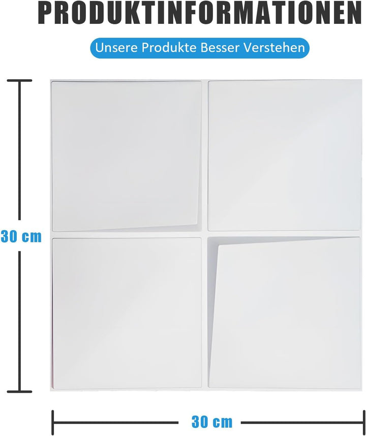LeapBeast 3D Wandpaneele,Platten Paneele,POLYSTYROL MATERIAL 30 * 30cm Matt weiss, Dauerhaft, Nicht