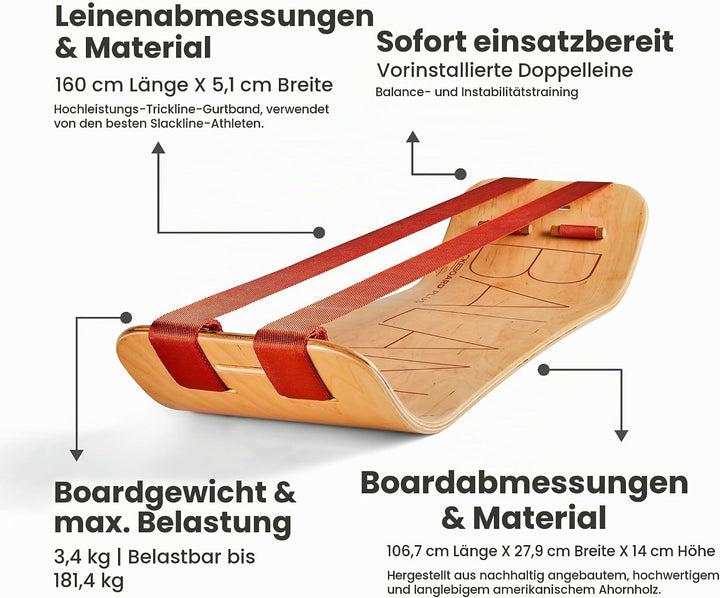 GIBBON SlackBoard – GiBoard Balance Board – Geschenk für Kinder &amp; Erwachsene – 1 &amp; 2 Linienoptionen