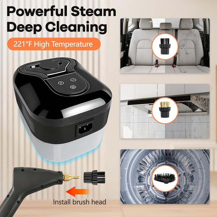Dampfreiniger 2500W Dampfreiniger Handgerät mit 1.8L Wassertank Schwarz, Schwarz