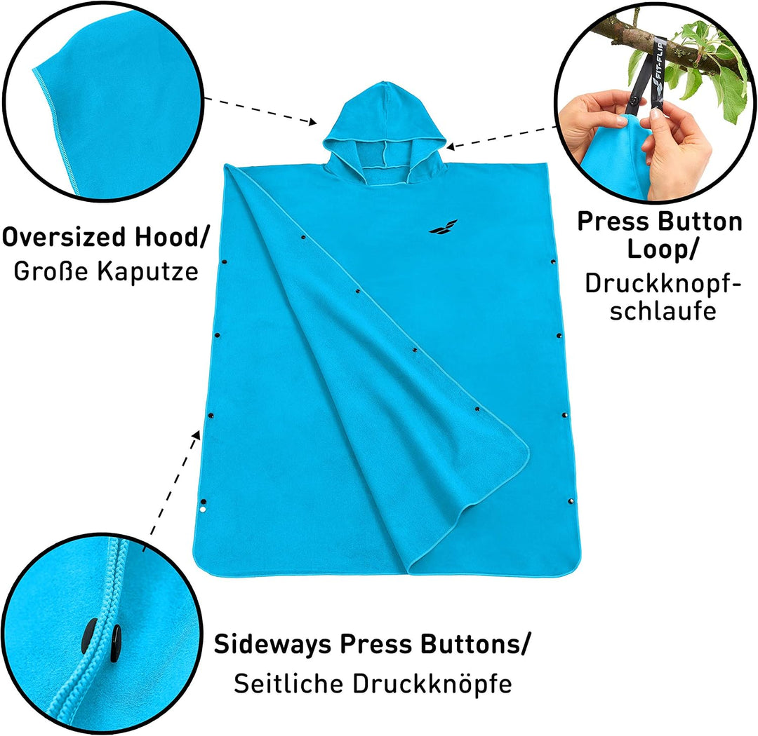 Fit-Flip Surfponcho, Umziehhilfe Damen &amp; Herren – kompakt und sehr leicht – Badeponcho, Umziehhilfe,