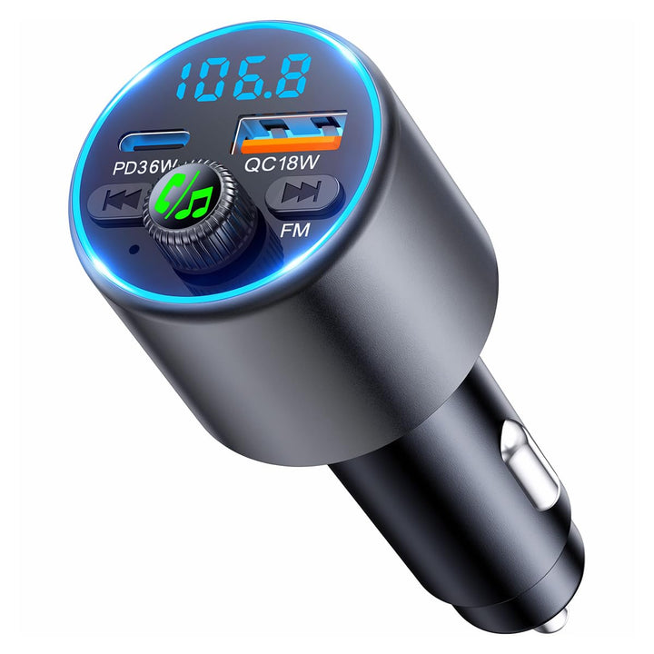 EOIWUY Aufgerüsteter Bluetooth Adapter Auto, [Schnellladung] FM Transmitter Auto Bluetooth 5.3 mit P