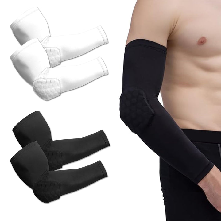 Eowppue 4er-Pack Arm Sleeve Set - Verdickte Armwärmer Ellenbogenschoner, atmungsaktive und elastisch