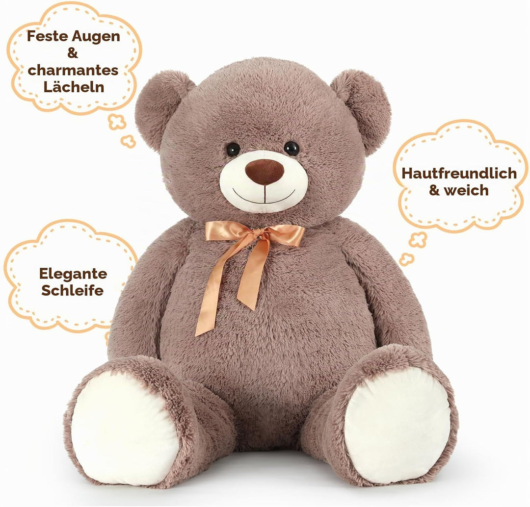 MorisMos 130cm riesen Teddy Kuscheltier XXL, gross teddybär XXL plüschtier stoffbär, Geburtstag Freu