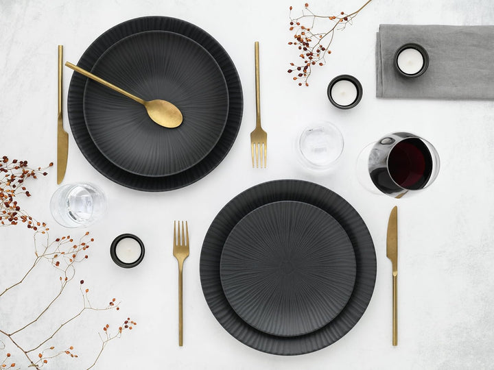 CreaTable, 23211, Serie VESUVIO Black, Geschirrset, Tafelservice 12 teilig