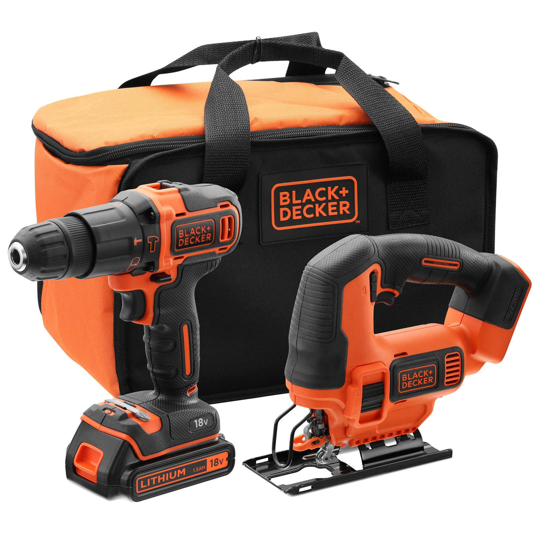 Black &amp; Decker BCK22S1S 18V 1,5Ah Li-Ion Akku Set Bohrmaschine-Bohrschrauber + Jig und Tasche