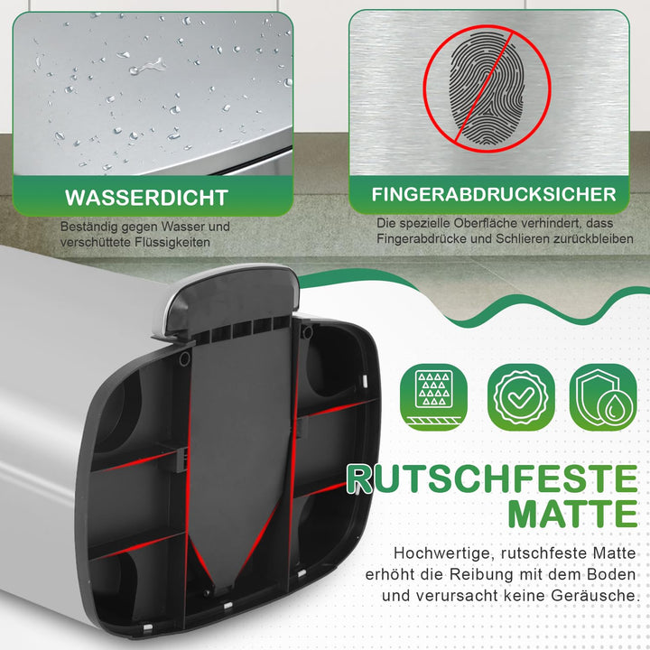 BestOffice 50 L Mülleimer Küche Mülleimer mit Deckel für Büro Schlafzimmer Badezimmer Schritt Müllei