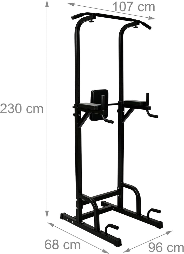 Relaxdays Power Tower, 160-230 cm höhenverstellbar, bis 150 kg, schwarz
