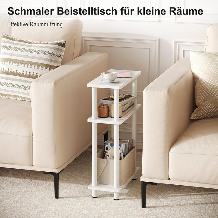 YOUDENOVA Beistelltisch Holz, Beistelltisch Schmal, 40x18x61.5 cm, 3 Tier Kleiner Tisch Für Wohnzimm