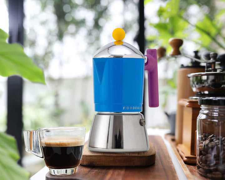 Espressokocher Moka Cocca für 3 Tassen, modernes Design, für Gas und Induktion, Kessel aus Bi-Materi