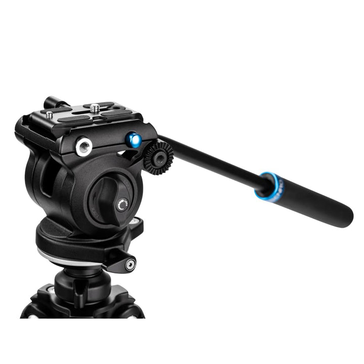Benro S2 PRO Flat Base Fluid Video Head, 5.5 lb Max, 1/4"-20 Accessory Mounts, 3/8"-16 Head Mount, w