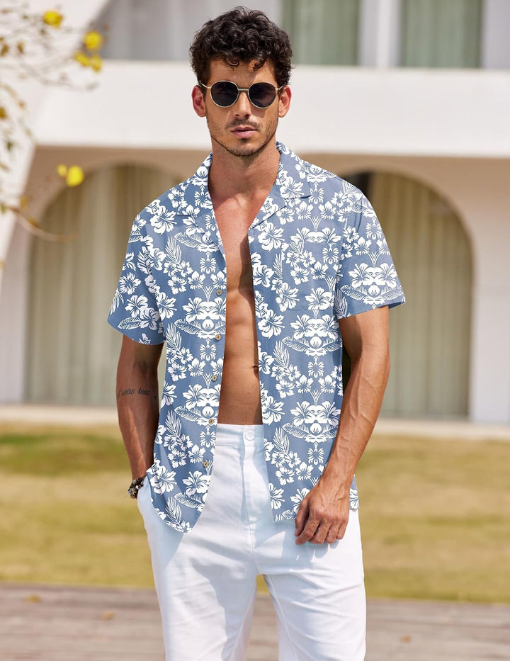 COOFANDY Leinenhemd Herren Hemd Sommer Kurzarm Herrenhemd Freizeit Sommer Hemden Einfarbig Basic Bea
