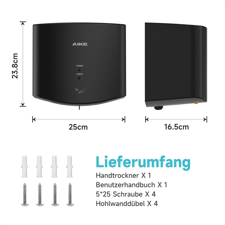 AIKE Händetrockner 10 Sekunden Trocknen Energiesparend Kommerziell Elektrischer Händetrockner Automa