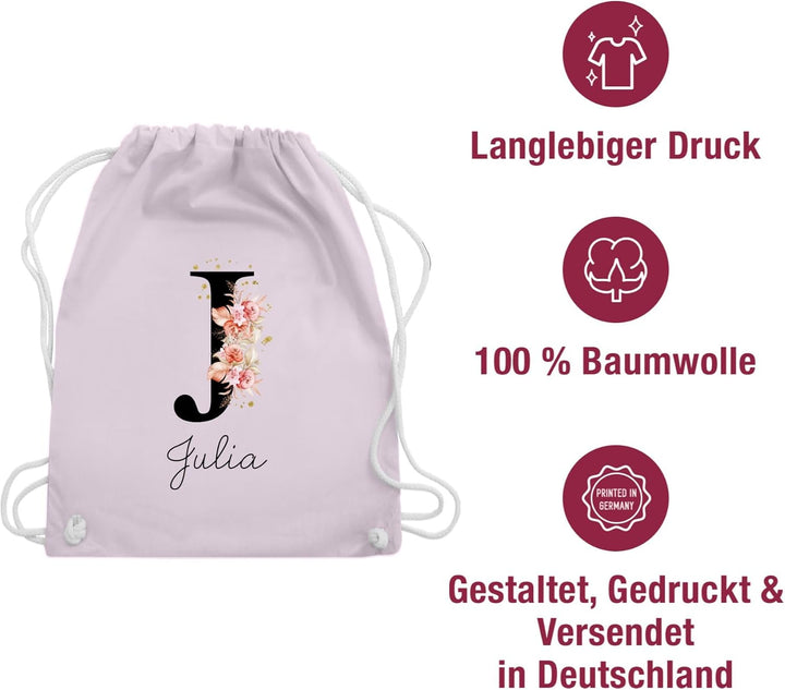Turnbeutel Rucksack - Initialen - Buchstabe mit Name personalisiert I Anfangsbuchstabe I Initiale -