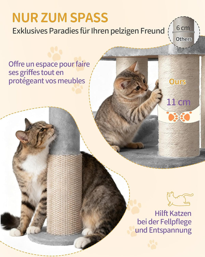 Hzuaneri Kratzbaum, 163 cm Katzenbaum, 11 cm d Dicke Sisalstämme, für Grosse Katze, 2 Höhlen, Geräum