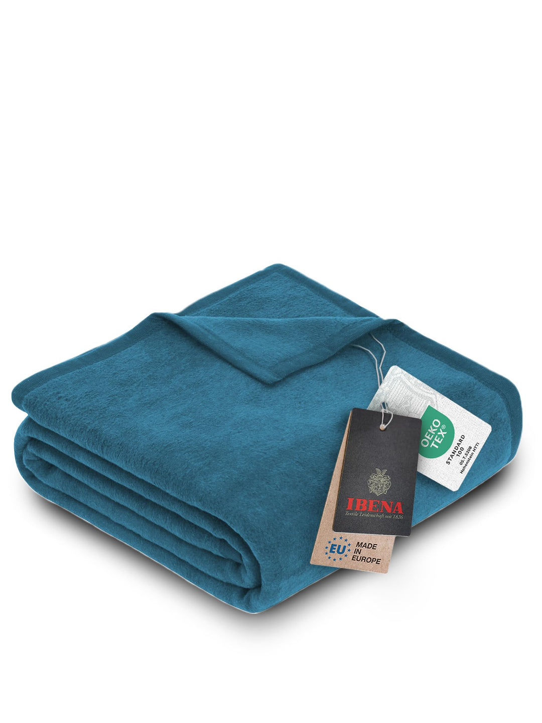 Ibena Porto Decke 150x200 cm – Baumwollmix weich, warm &amp; waschbar, Kuscheldecke petrol einfarbig 150
