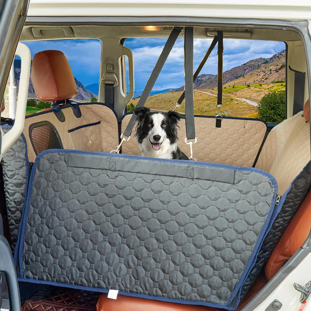 Hundedecke Auto Rückbank (132x62cm), PU-Leder Hundesitz Auto Rücksitzschoner Autodecke Harter Unters