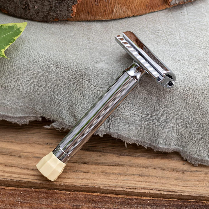 Merkur Rasierer verstellbar, Chrom-Griff, lang Silber, Silber