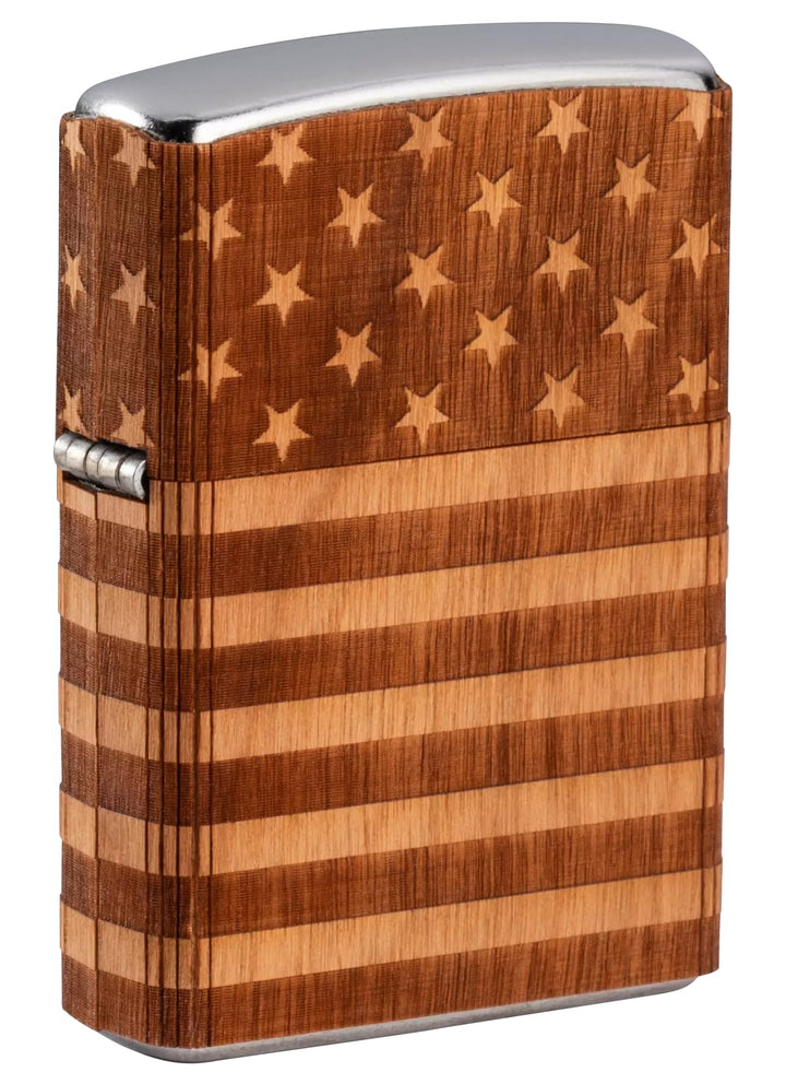 Zippo Woodchuck Taschenfeuerzeug mit USA-Flagge, Braun, Einheitsgrösse Verpackung mit Amerikanischer