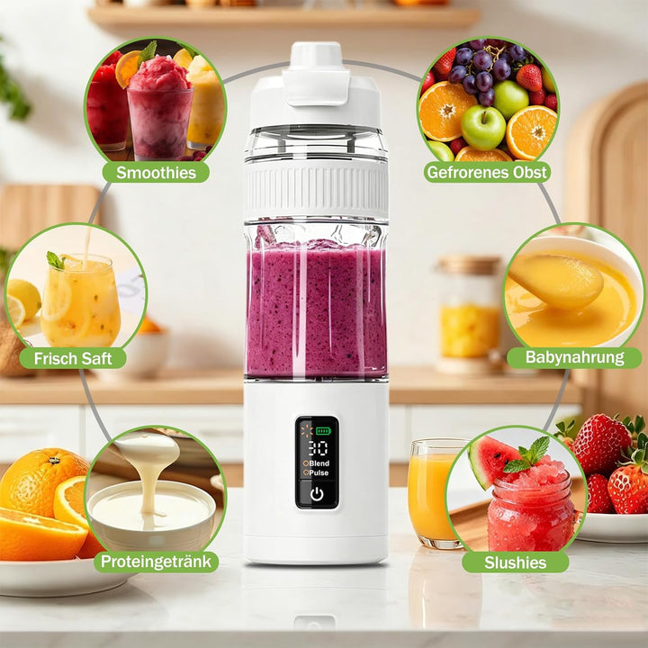 Tragbarer Mixer,600ml wiederaufladbar zerkleinert Eis&amp;Obst,Kompakt Weiss, Weiss