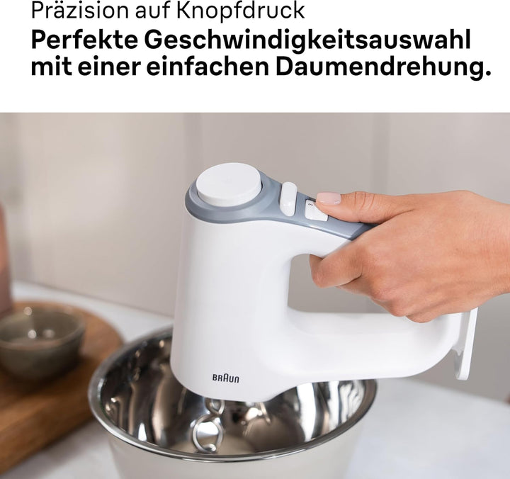Braun MultiMix 3 - Handmixer mit 4 Zubehörteilen, 550 Watt, Weiss