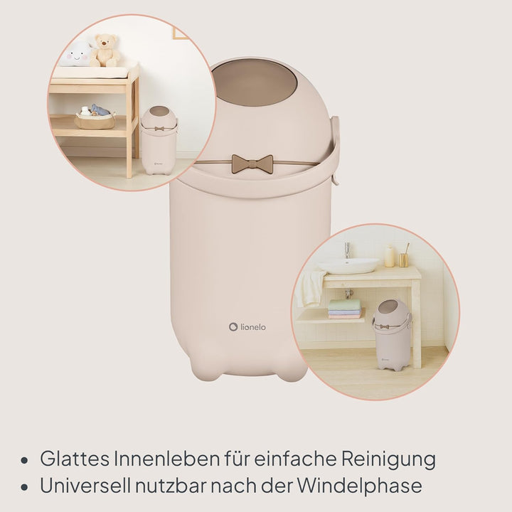 Lionelo Purebin – Windeleimer geruchsdicht, für universelle Beutel (ohne Kassette), Einhand-Bedienun
