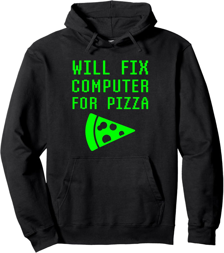 Repariert Computer Für Pizza Funny Tech Support Repair Geek Pullover Hoodie
