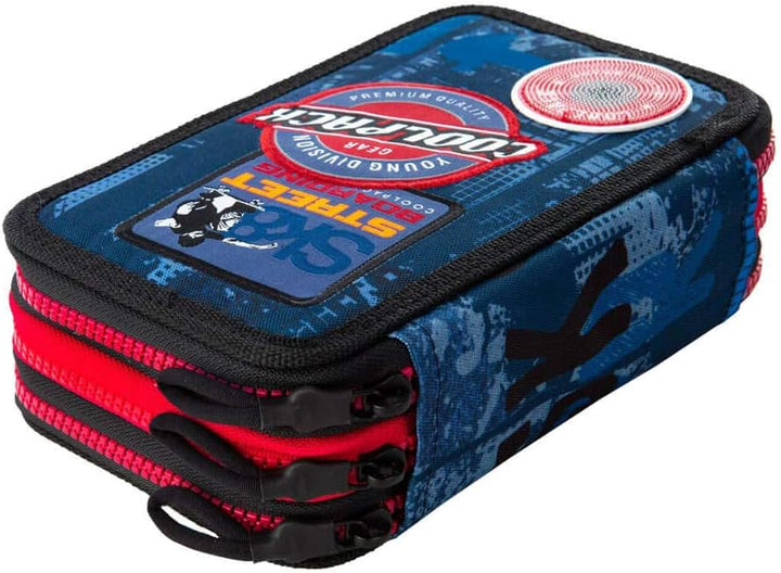 COOLPACK 3-FACH B67154 44-teilig Mäppchen Federmappe Federtasche, Blue Badges