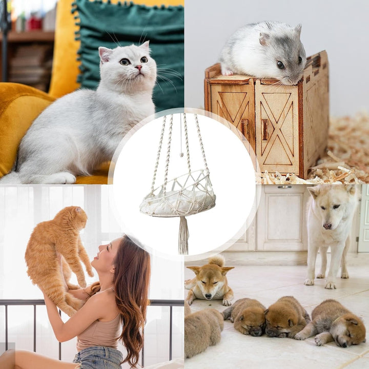 Katzenschaukel-Hängematte,Makramee-Katzenhängematte, Makramee Boho Hängemattenbett Für Katzen, Boho-