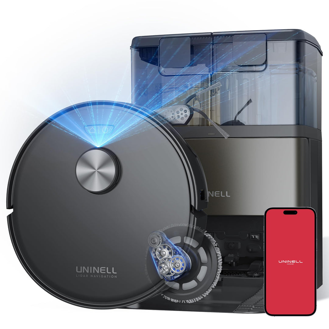 Staubsauger Roboter mit Wischfunktion 20000Pa mit Absaugstation Schwarz, Schwarz
