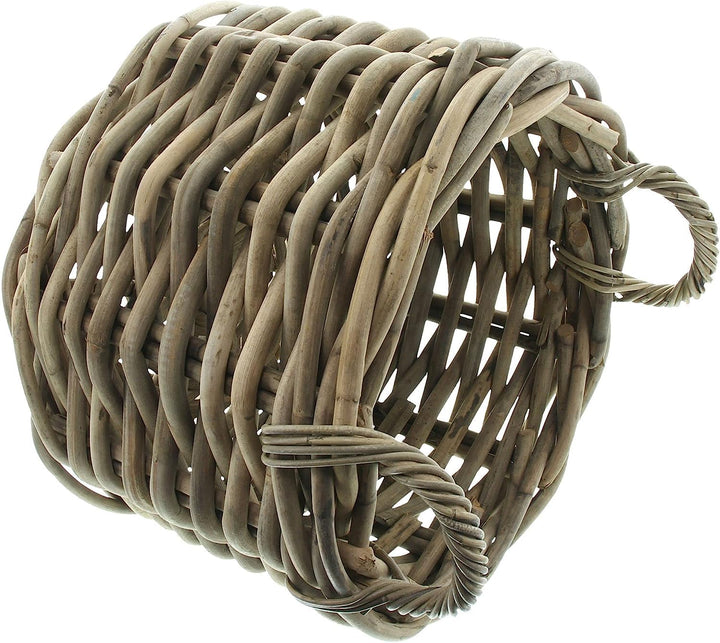 Dekoleidenschaft grosser Rattan-Korb "Rustikal" Ø 50 cm, Aufbewahrungs-Korb, Kaminholzkorb geflochte