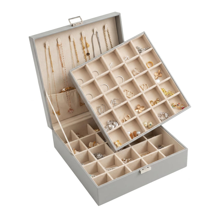 Frebeauty Ohrring-Organizer, klassische Schmuckschatulle, 50 Fächer, doppellagig, Schmuck-Aufbewahru