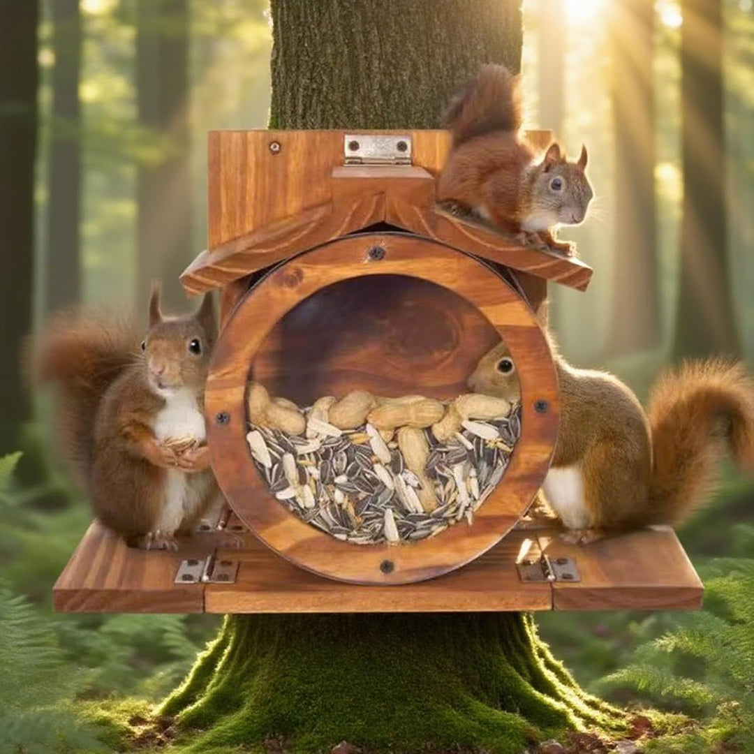 Eichhörnchen Futterhaus Aus Holz, Streifenhörnchen Futterstation Mit Belüftungslöchern, wetterfeste