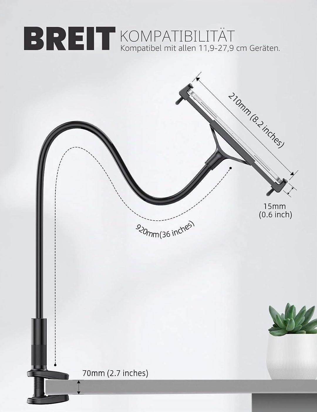 Lamicall Tablet Halter, Schwanenhals Tablet Halterung - Flexible Einstellbare Lazy Lang Arm Ständer
