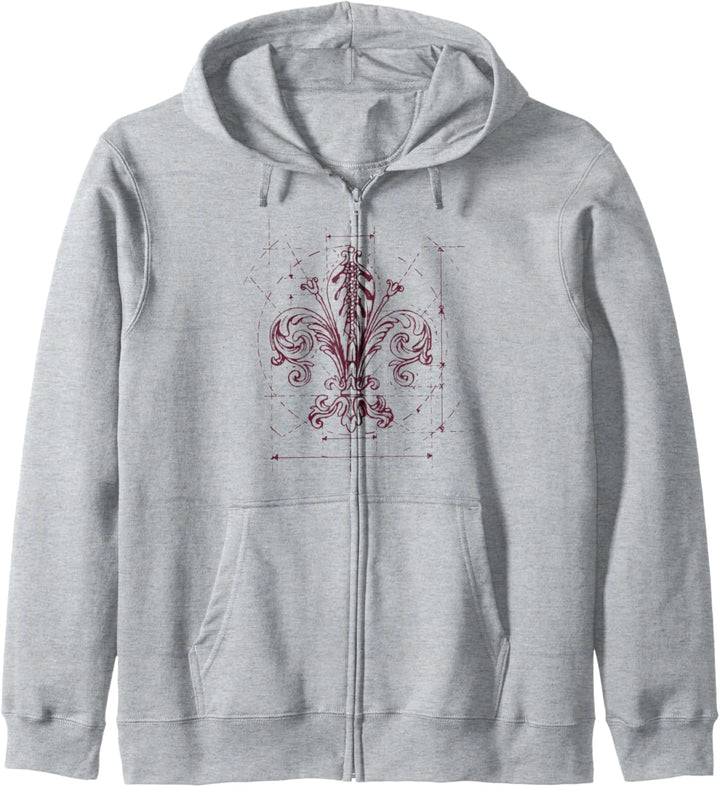 Fleur-de-lis Skizze, Sepia Kapuzenjacke