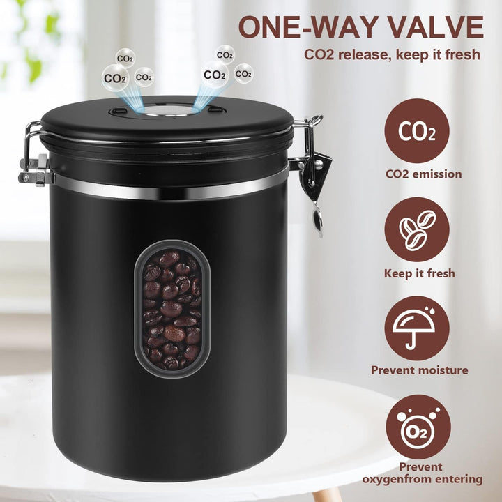 ROCKY&amp;CHAO Kaffeedose Luftdicht aus Edelstahl 2,8L Kaffeebhnen Behälter Vorratsdose für Tee Nüsse Ka