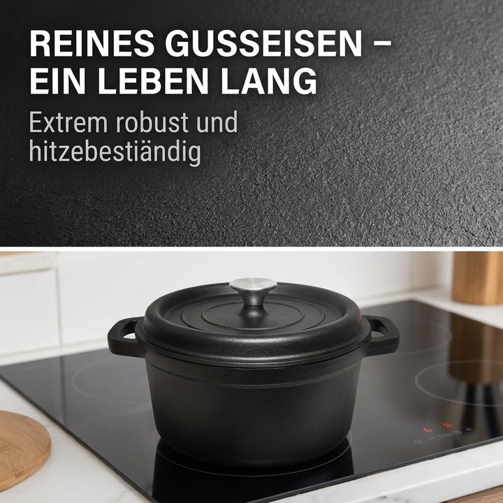 Dutch Oven 26 cm 5.1L Gusseiserner Topf Bräter Brot Backen Brotbacktopf 26CM, 26CM