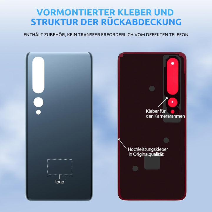 Eonpam Akkudeckel für Xiaomi Mi 10 Rückseite Glas Original Backcover Back Glas Ersatz mit Reparaturs