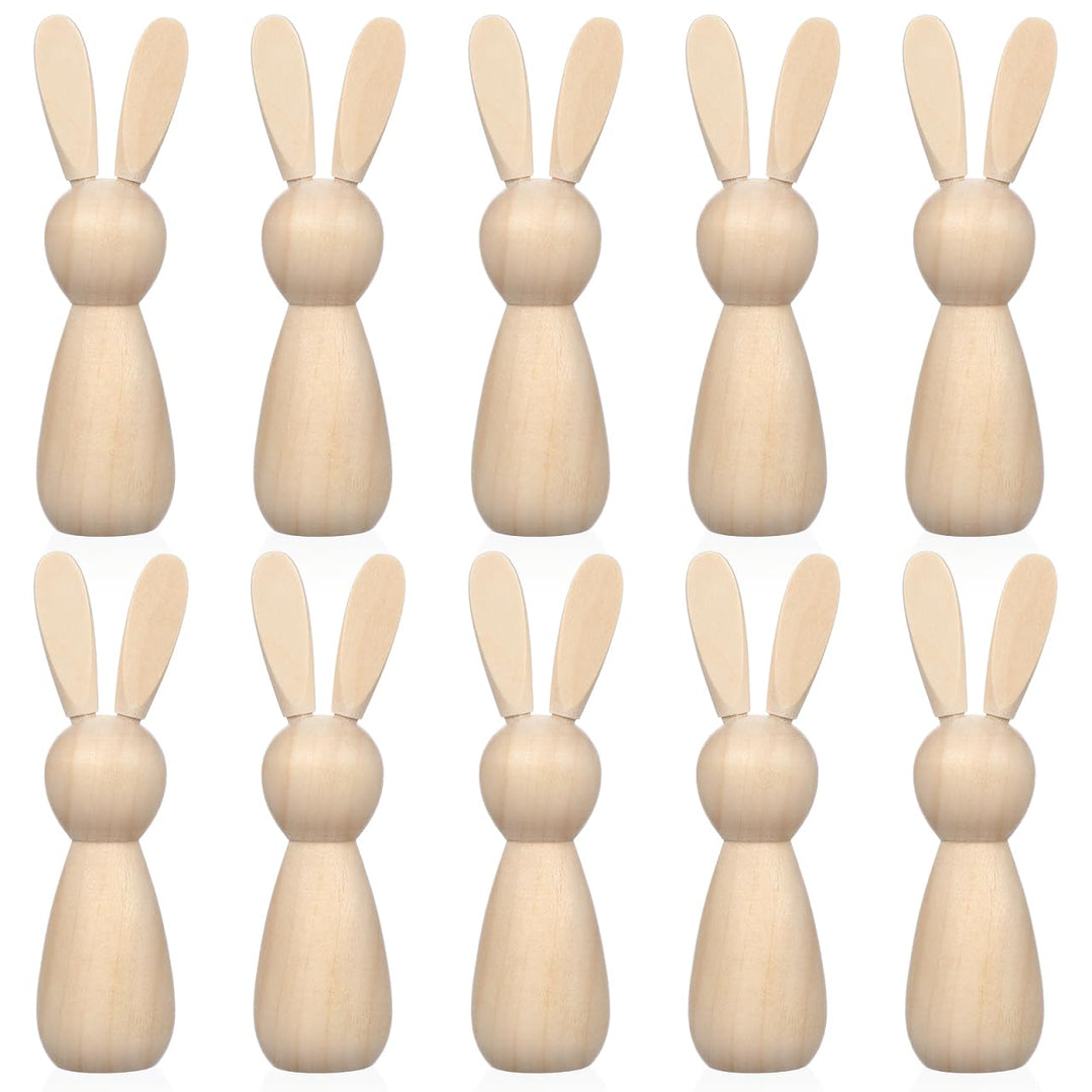 Angoily 10stücke Spielzeug Holzhaus Für Kaninchen Mit Steckhasen Aus Holz Unvollendete Steckpuppen Z