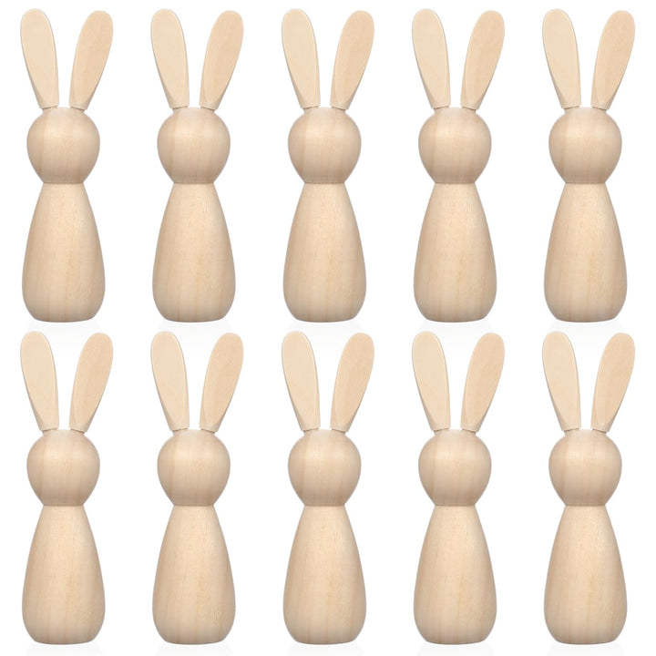 Angoily 10stücke Spielzeug Holzhaus Für Kaninchen Mit Steckhasen Aus Holz Unvollendete Steckpuppen Z