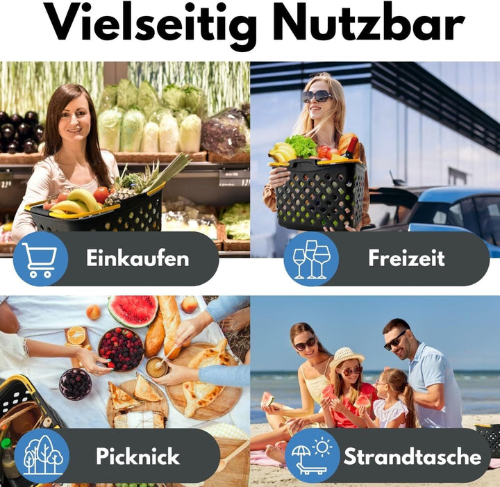 Einkaufskorb Shadow Style – 22L Kunststoff-Korb stapelbar – Mit 2 Tragebügeln für Laden &amp; Einkauf –