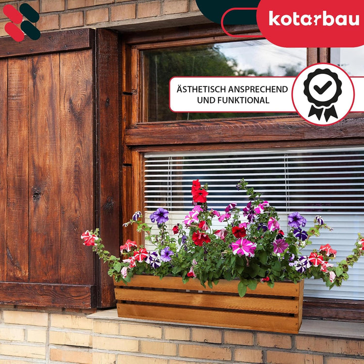 KOTARBAU® Blumenkasten für Balkon, Balkonkasten mit Kunststoffeinsatz 60 x 18 x 15 cm 1 Stück Eiche,