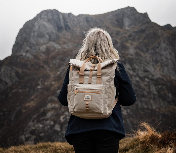 Moderner und stilvoller ‘Canary Wharf’ Rucksack mit einem klassischen gefalteten Roll Top Design – p