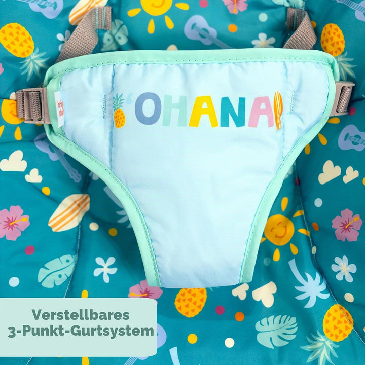 Bright Starts Disney Stitch Ohana Paradise Vibrierende Baby-Wippe, Abnehmbarer Spielbogen, 2 Spielze