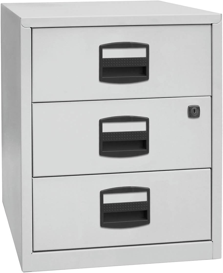 Bisley Home mobiler Beistellschrank PFA, 3 Universalschubladen, Metall, 355 Silber, 40 x 41.3 x 52.8