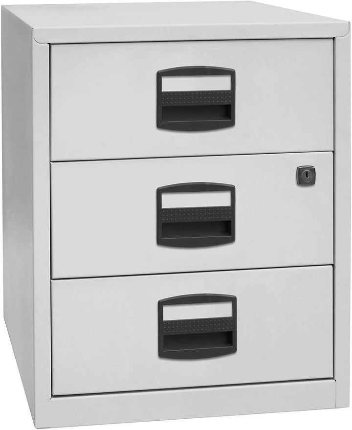 Bisley Home mobiler Beistellschrank PFA, 3 Universalschubladen, Metall, 355 Silber, 40 x 41.3 x 52.8